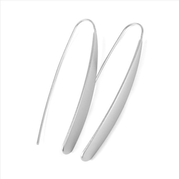 THREADER EARRINGS - MATTE SILVER - Picture 3 of 3